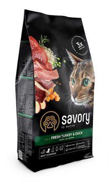 Сухий корм для дорослих вередливих котів Savory Adult Cat Gourmand Fresh Turkey & Duck А23855 фото