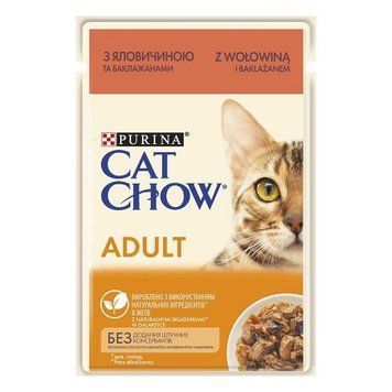 PURINA CAT CHOW (КЕТ ЧАУ). з яловичиною та баклажанами, шматочки в желе 85г А06469 фото