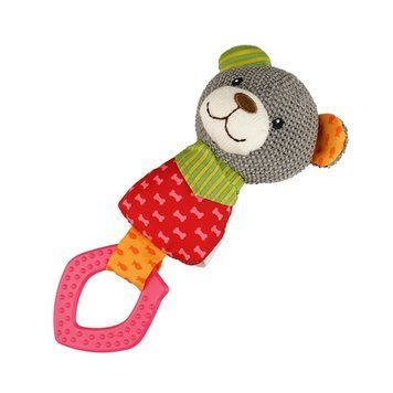 Іграшка для цуценят та дрібних Собак Barksi Puppy Special Ведмедик з пищалкою та гумовим кільцем 18 см А22176 фото